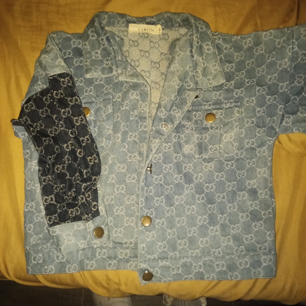GG Print Denim Jean Jacket Unisex Kids